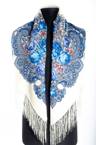 Платок павловопосадский "Незнакомка" 100% шерсть