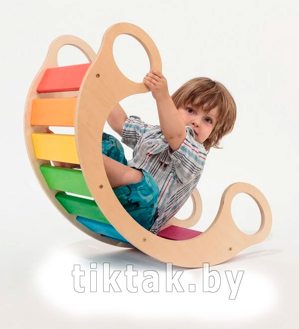 Игрушка деревянная качалка "Радуга" большая(105*50*50)
